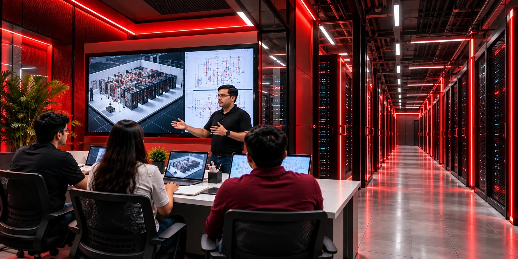 A VMI instructor leading a live data center electrical design demo class