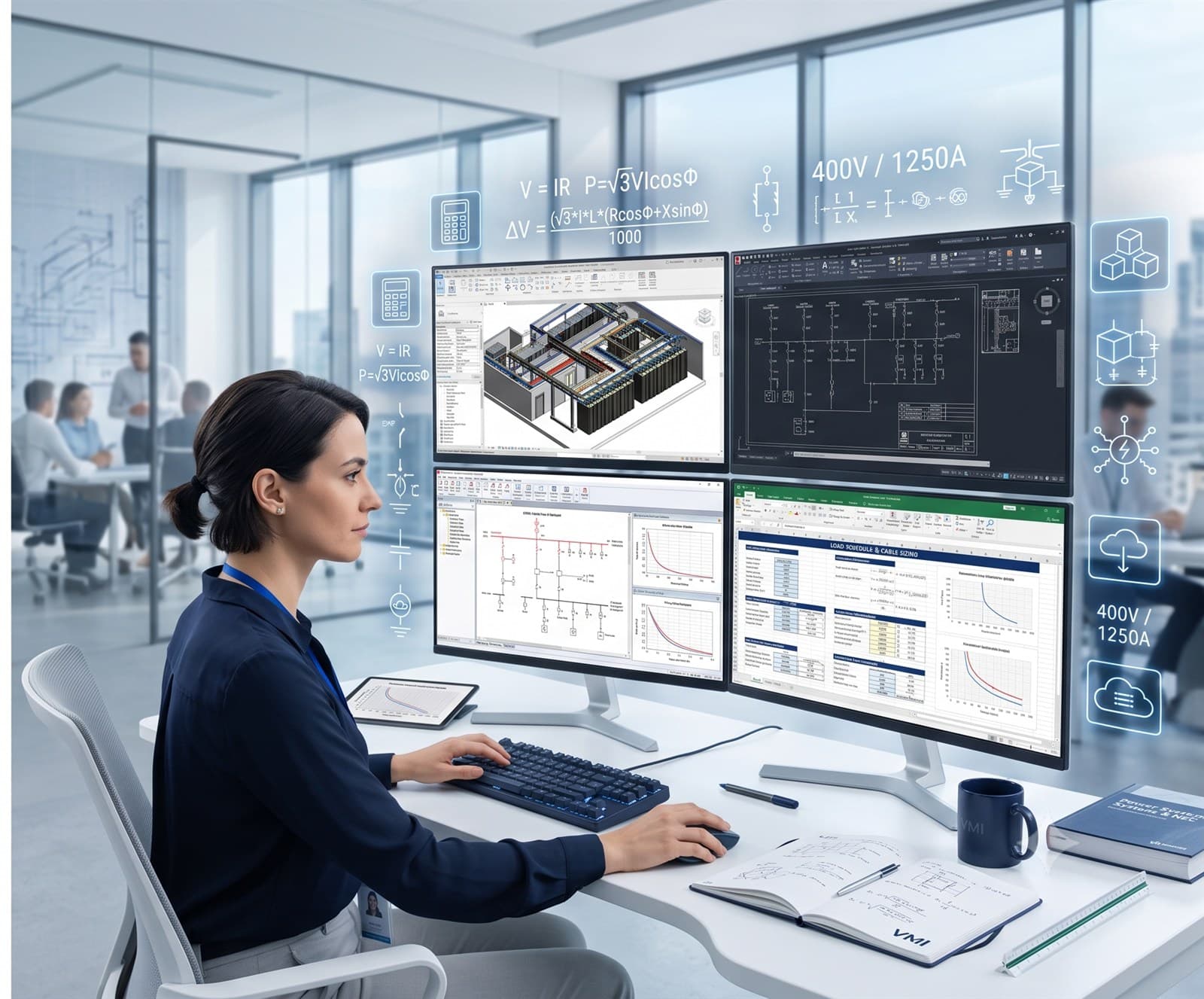Engineer working across Revit BIM, AutoCAD electrical schematics, ETAP short-circuit analysis and Excel load schedule and cable sizing sheets